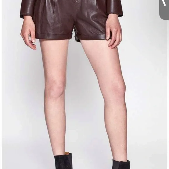 NWT Equipment Breeta Brown leather shorts